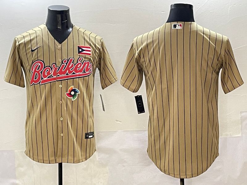 Men Puerto Rico Blank Brown Stripe Joint Name 2025 Nike MLB Jersey style 4->more jerseys->MLB Jersey
